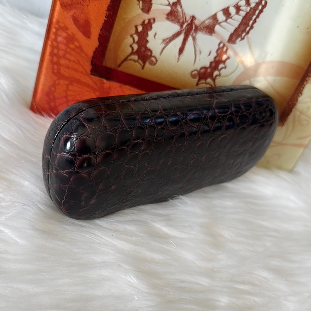 Brown Crocodile Pattern Eyeglass Case - image 5